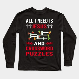 I Need Jesus And Crossword Puzzles Long Sleeve T-Shirt